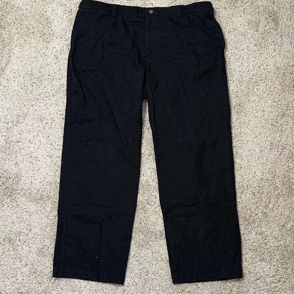 Duluth Trading Middle Management Chino Pants 42x30 Black Flat Front Stretch Wais
